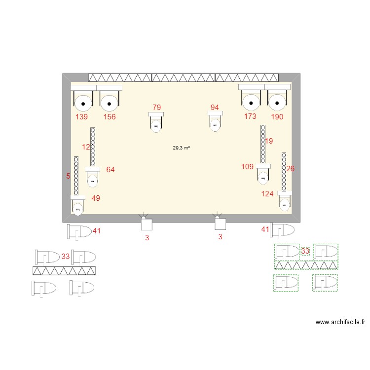 plan de scene fressure. Plan de 1 pièce et 29 m2