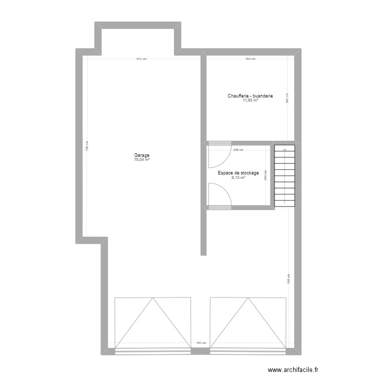 Sauvenière -1. Plan de 3 pièces et 93 m2