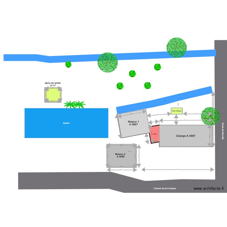 Plan de masse. Plan de 6 pièces et 261 m2