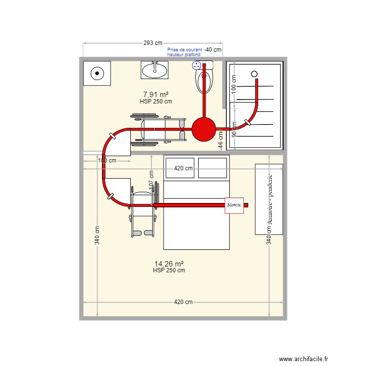 BERNET 64. Plan de 2 pièces et 22 m2