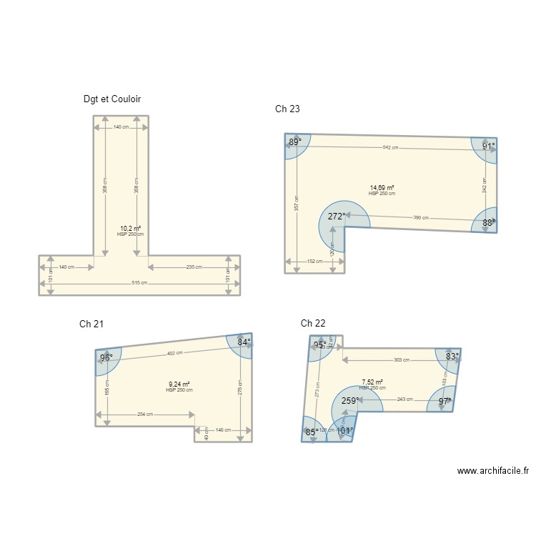 Hôtel Nogent le Rotrou étage. Plan de 4 pièces et 42 m2