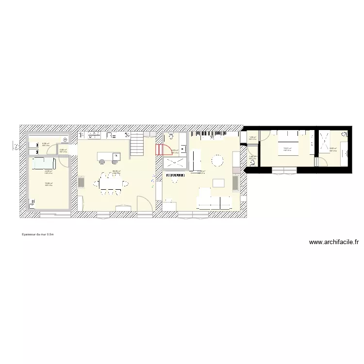 Sainte Colombe RDC SDB et Chambre revus. Plan de 