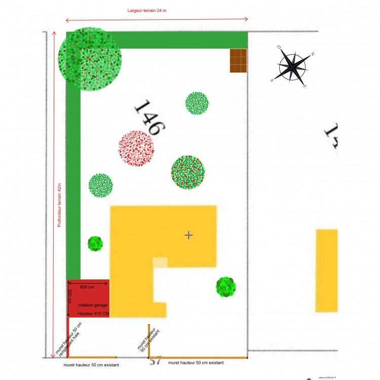 PLAN MASSE projet. Plan de 0 pièce et 0 m2