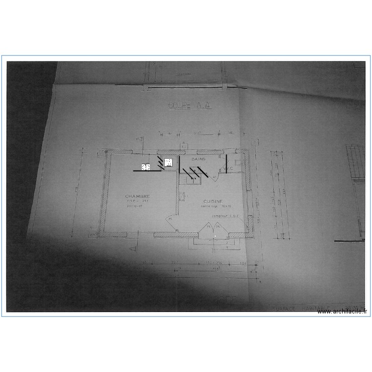 PLAN CUISINE ET CHAMBRE BAS. Plan de 0 pièce et 0 m2