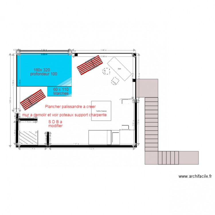 Bungalow piscine. Plan de 0 pièce et 0 m2