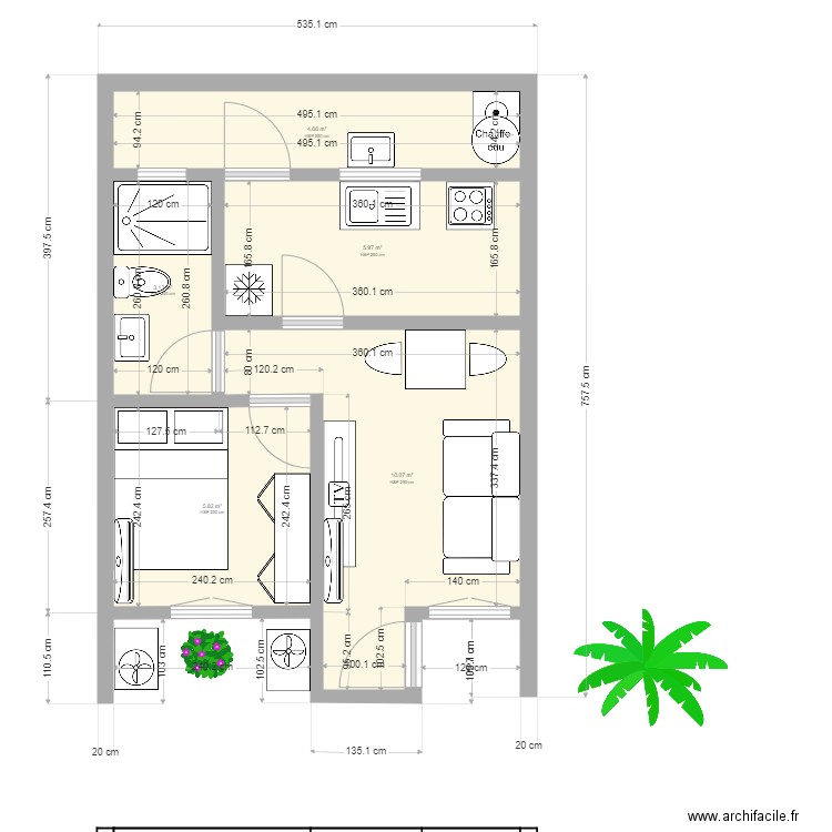 essaie 2. Plan de 5 pièces et 30 m2