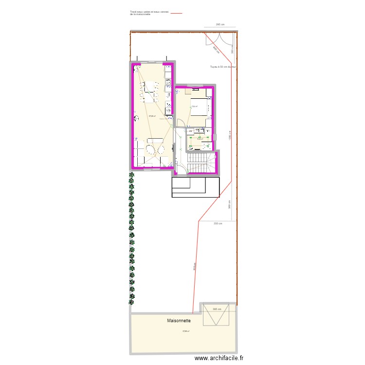 LEROUX  plan eaux usées et vannes de la maisonnette. Plan de 0 pièce et 0 m2