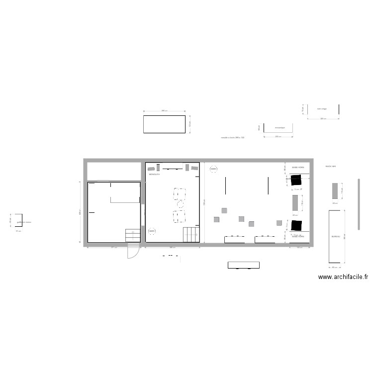 atelier beau champ tris. Plan de 3 pièces et 83 m2