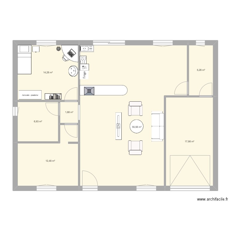 maison . Plan de 7 pièces et 114 m2