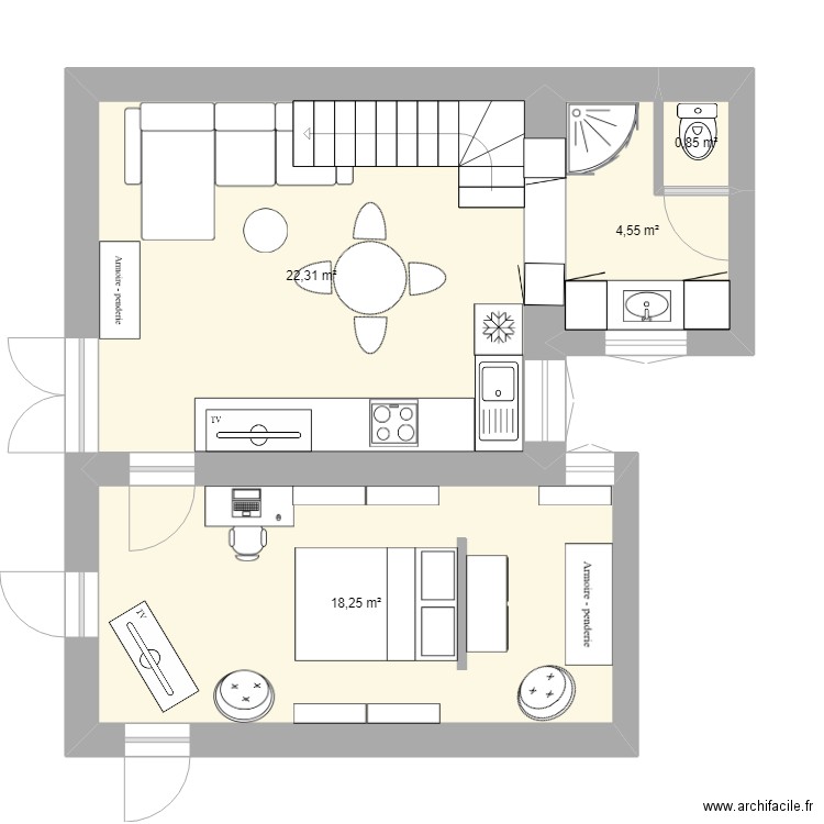 appartement rénové. Plan de 0 pièce et 0 m2
