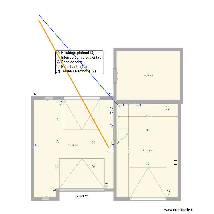 Extension cot&eacute; maison plan b. Plan de 