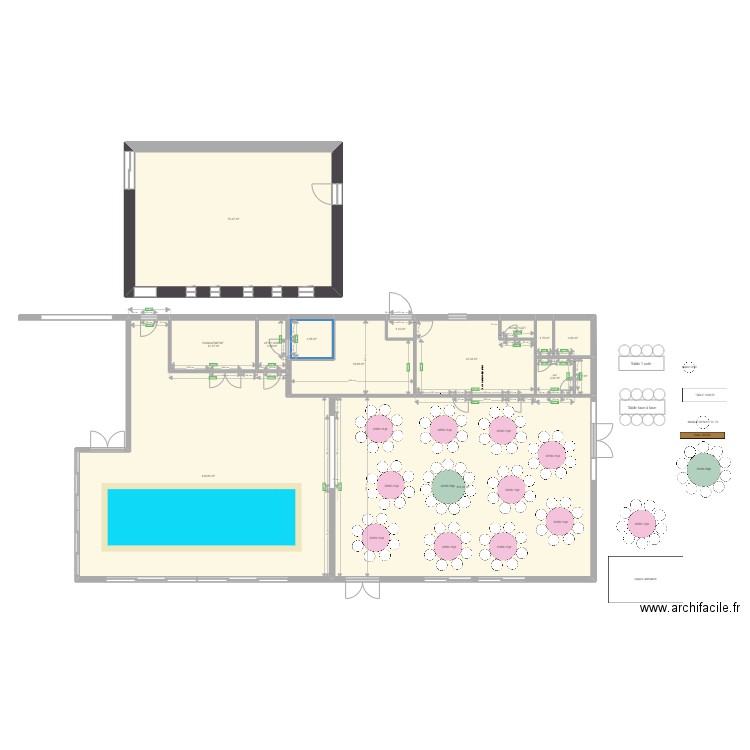 SALLE DOMAINE QUATRE PLUMES 1. Plan de 14 pièces et 423 m2