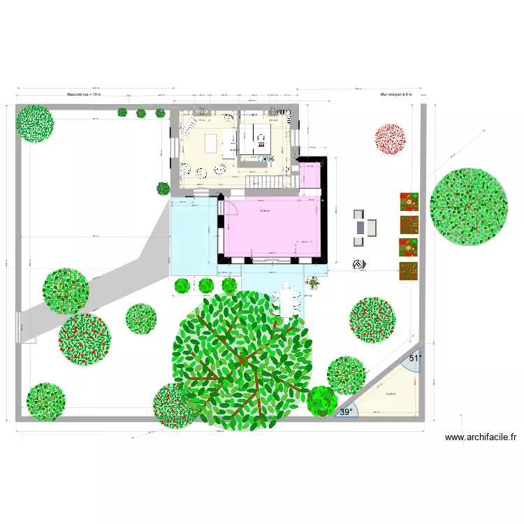 villa Lili plain pied plan jardin. Plan de 