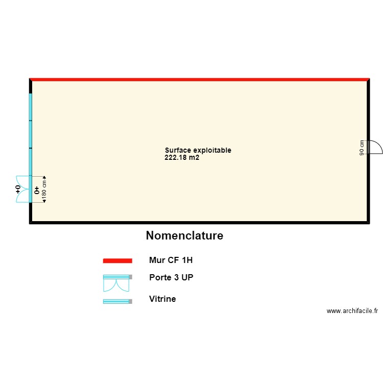 Mama Market Limay avant projet. Plan de 1 pièce et 222 m2