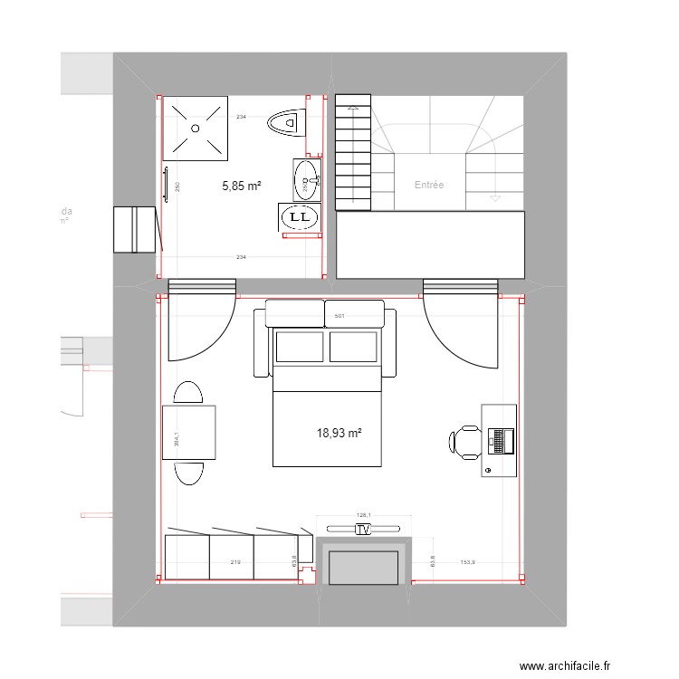 Plan Madeleine définitifs cloisons. Plan de 11 pièces et 86 m2