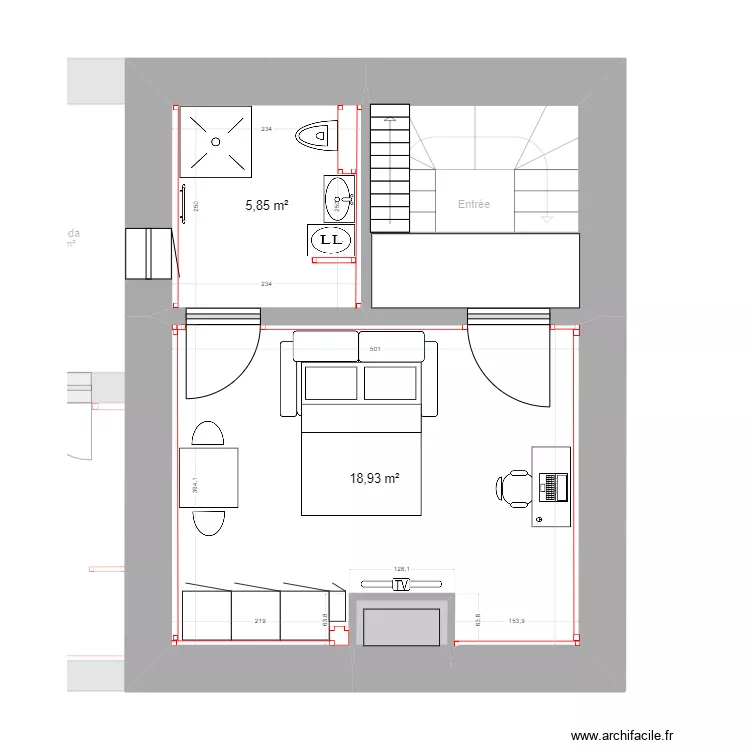 Plan Madeleine d&eacute;finitifs cloisons. Plan de 