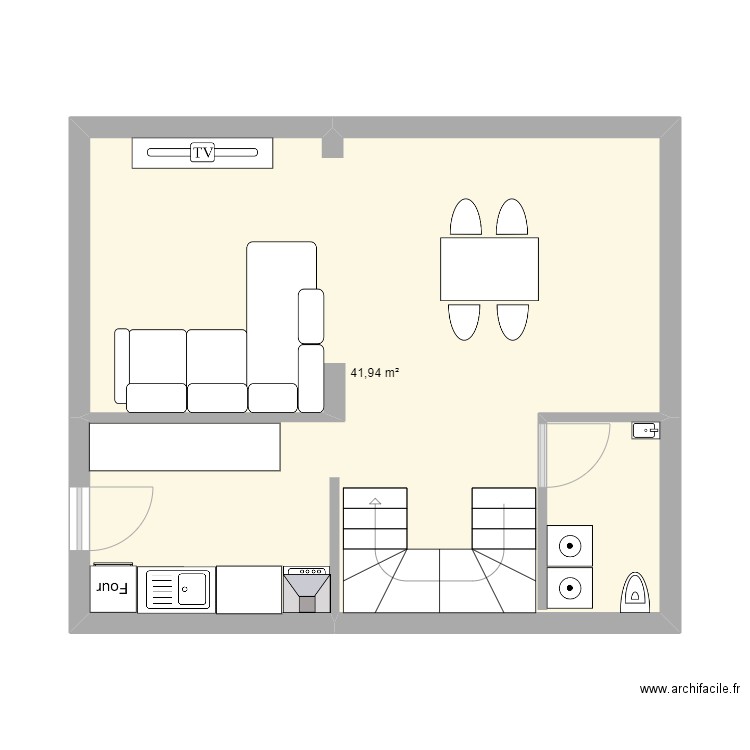 haubourdin. Plan de 1 pièce et 42 m2