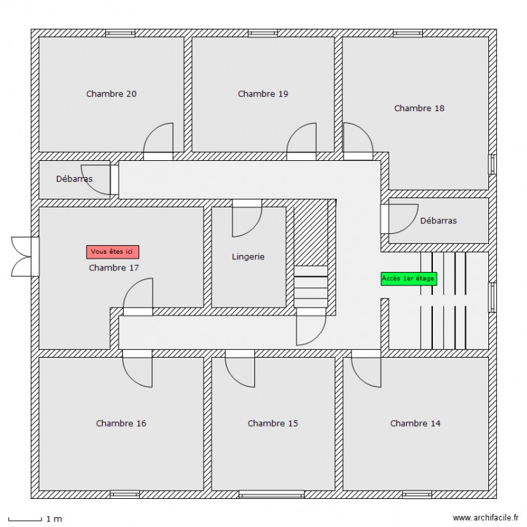 Auberge - 2e etage - Chambre 17. Plan de 0 pièce et 0 m2