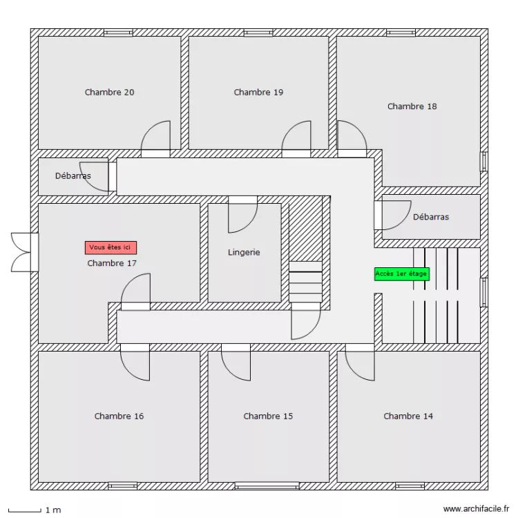 Auberge - 2e etage - Chambre 17. Plan de 