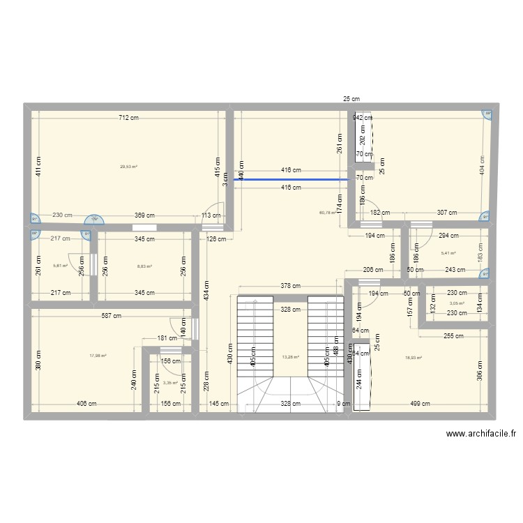 Plan étage. Plan de 10 pièces et 167 m2