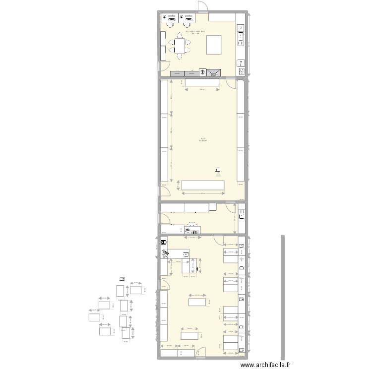 svt 2019. Plan de 3 pièces et 195 m2