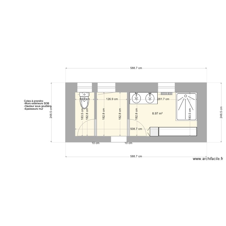 Bloc salle de bain étude. Plan de 0 pièce et 0 m2