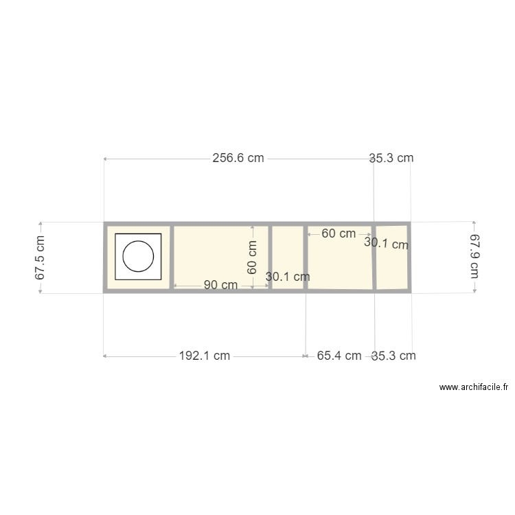 meuble. Plan de 5 pièces et 2 m2