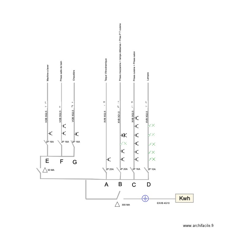 GrandPeril90 2eme Unifilaire . Plan de 0 pièce et 0 m2