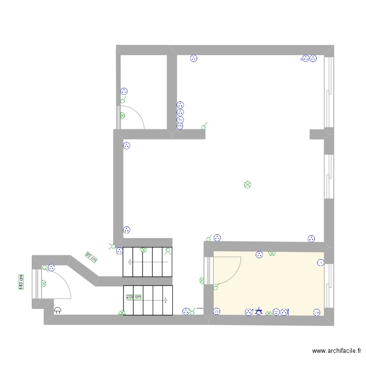 RDC HAUT ELEC. Plan de 1 pièce et 5 m2