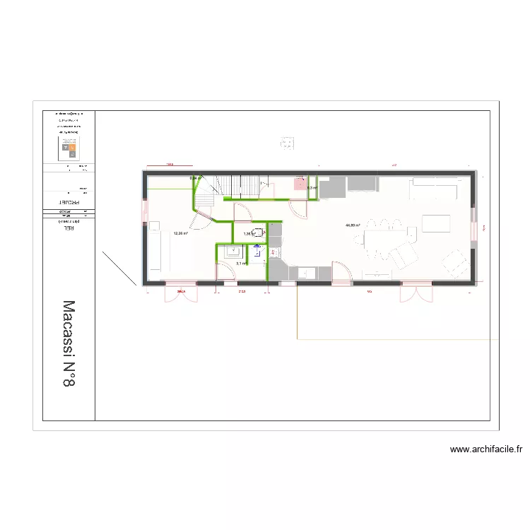 1/50 eme Macassi Cuisine. Plan de 