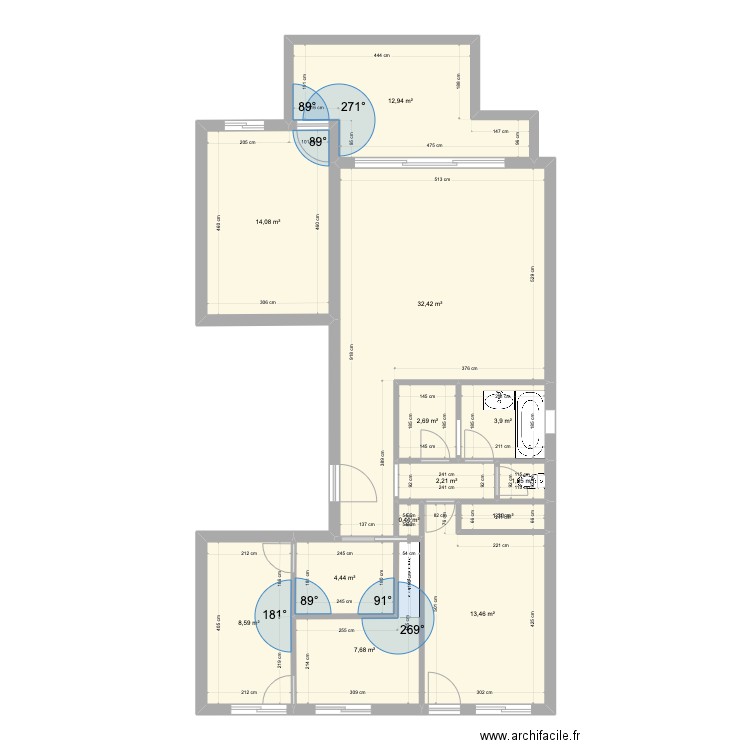 Argiot Cecile V01. Plan de 13 pièces et 105 m2