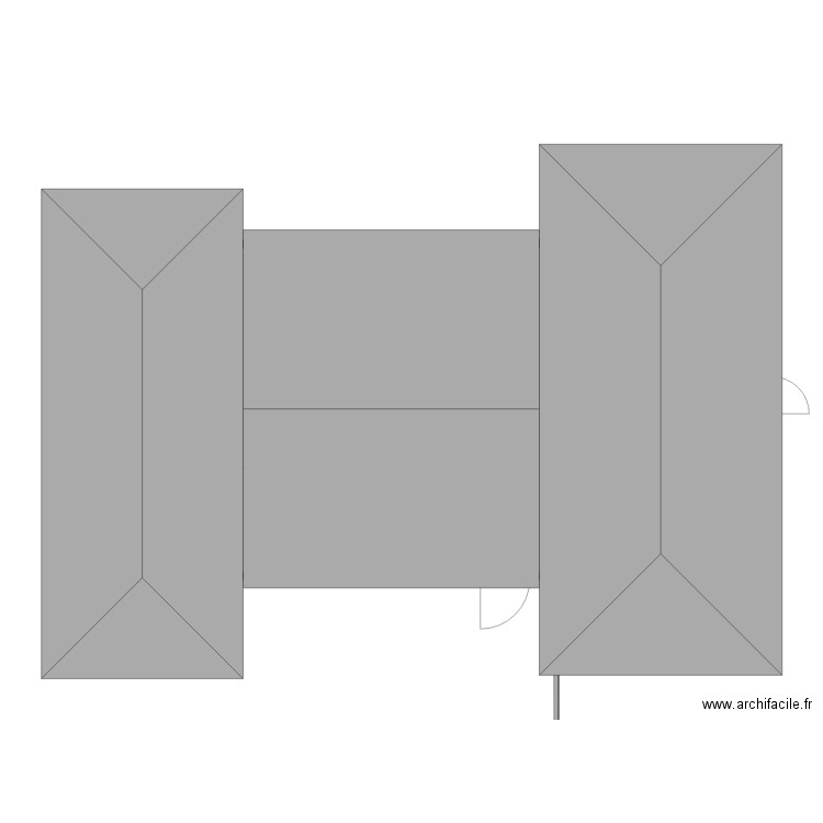 toiture maison en H 2eme version. Plan de 0 pièce et 0 m2