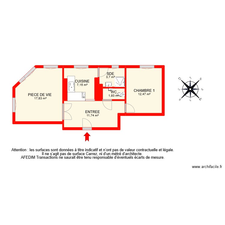 bi 9269 . Plan de 8 pièces et 56 m2