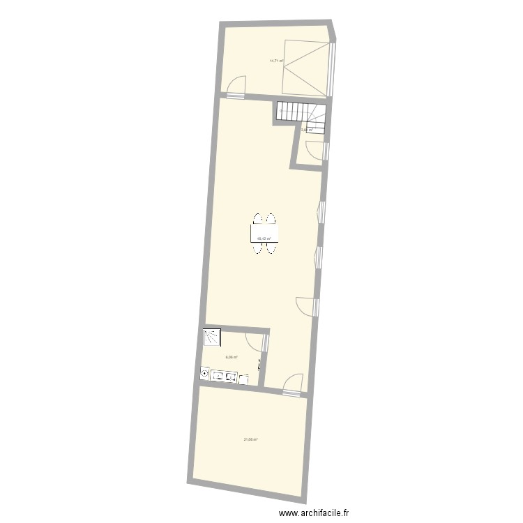 Division. Plan de 5 pièces et 94 m2