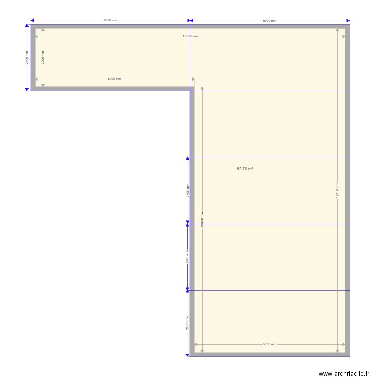 mmm3. Plan de 1 pièce et 83 m2