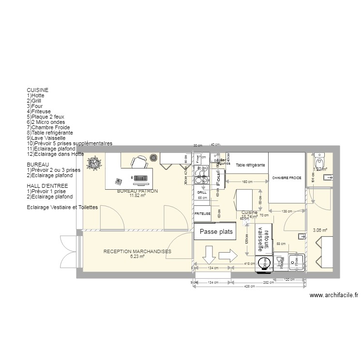 Extension cuisine 3 avec cotations. Plan de 0 pièce et 0 m2