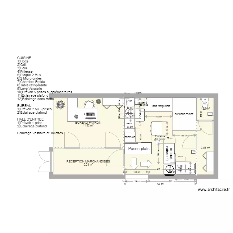 Extension cuisine 3 avec cotations. Plan de Extension cuisine 3 avec cotations. Plan de
