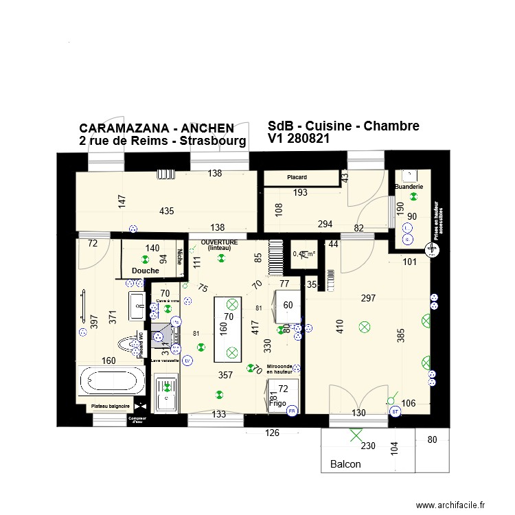 Plan Reims Cuisine SdB Chambre. Plan de 0 pièce et 0 m2