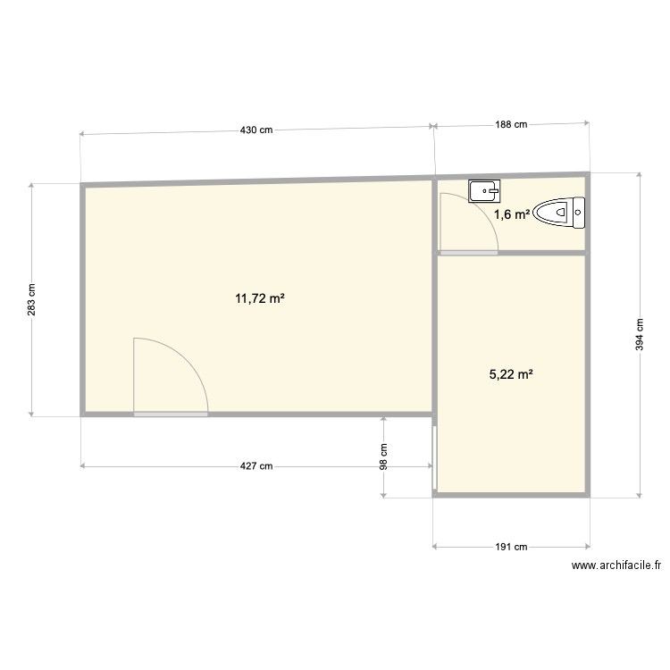 Abri de jardin Pénerf 08_25. Plan de 3 pièces et 19 m2