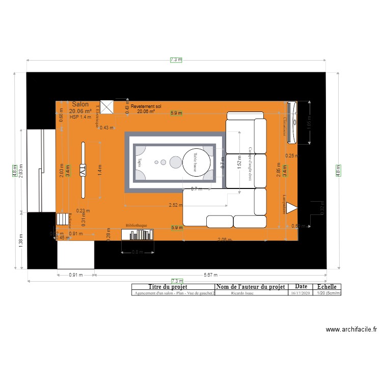 Agencement salon plan vue de gauche Proposition 2 modifier final. Plan de 0 pièce et 0 m2