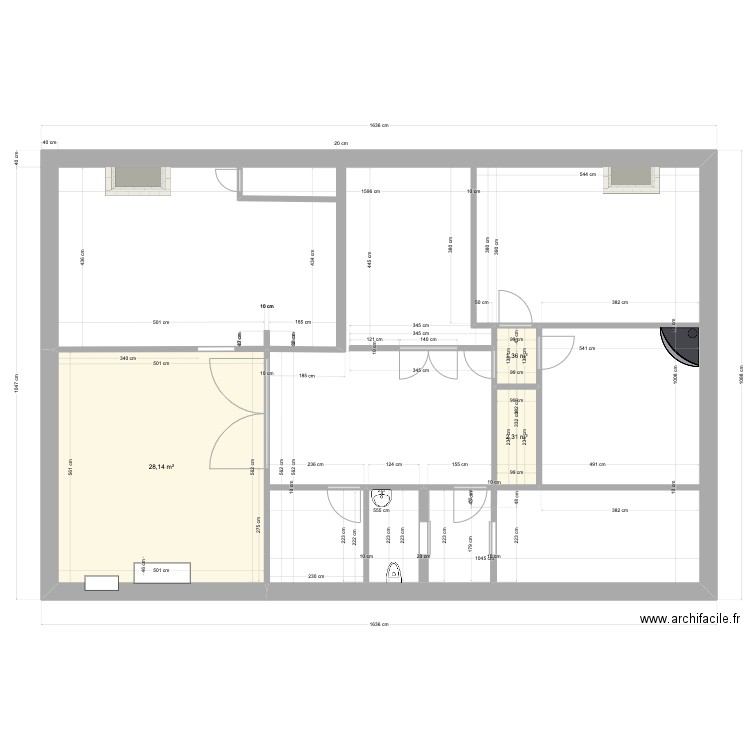 Projet 10 R. Schuman METZ. Plan de 3 pièces et 32 m2