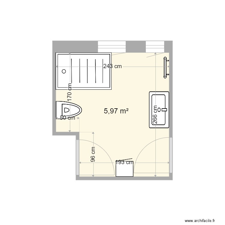 projet sdb Saver1.0. Plan de 1 pièce et 6 m2