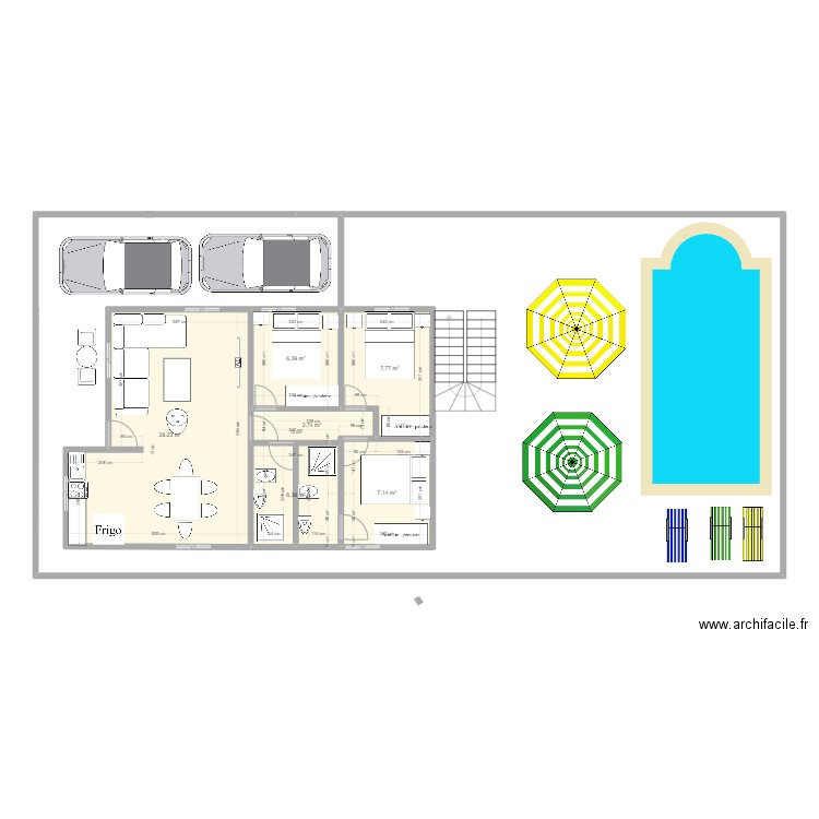 APPARTEMENT FB. Plan de 6 pièces et 59 m2