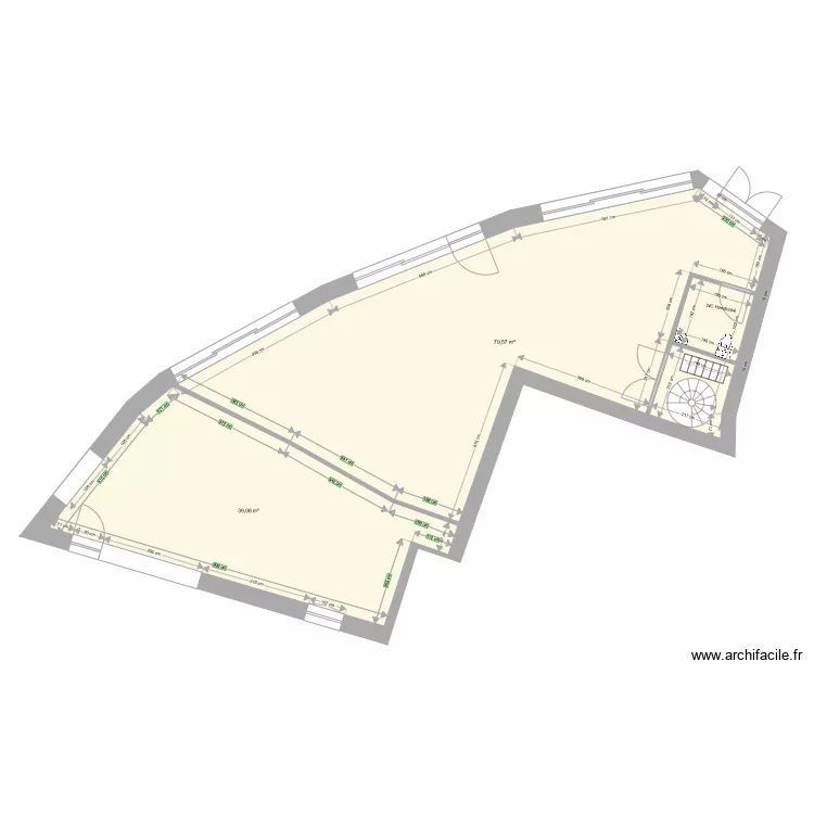 CH03160 RDC AVANT TRAVAUX AVEC CUISINE. Plan de 