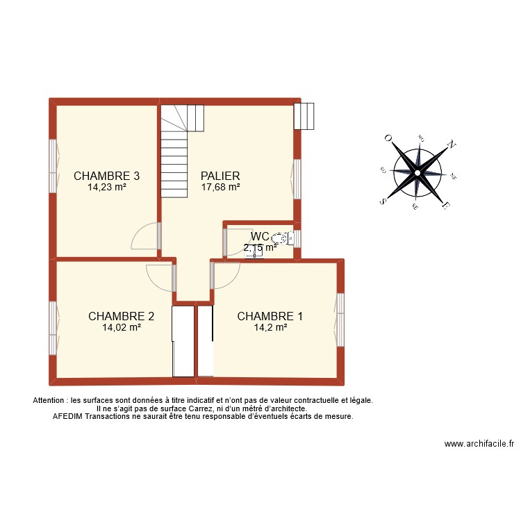 BI 9682 ETAGE 1. Plan de 5 pièces et 62 m2