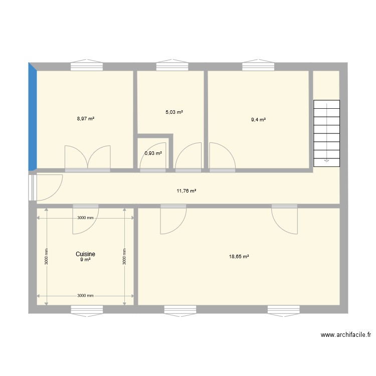 Maison. Plan de 7 pièces et 64 m2