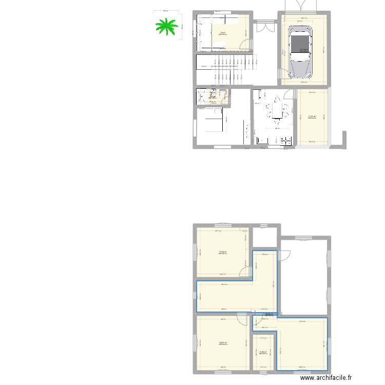 Maison Ali. Plan de 8 pièces et 131 m2