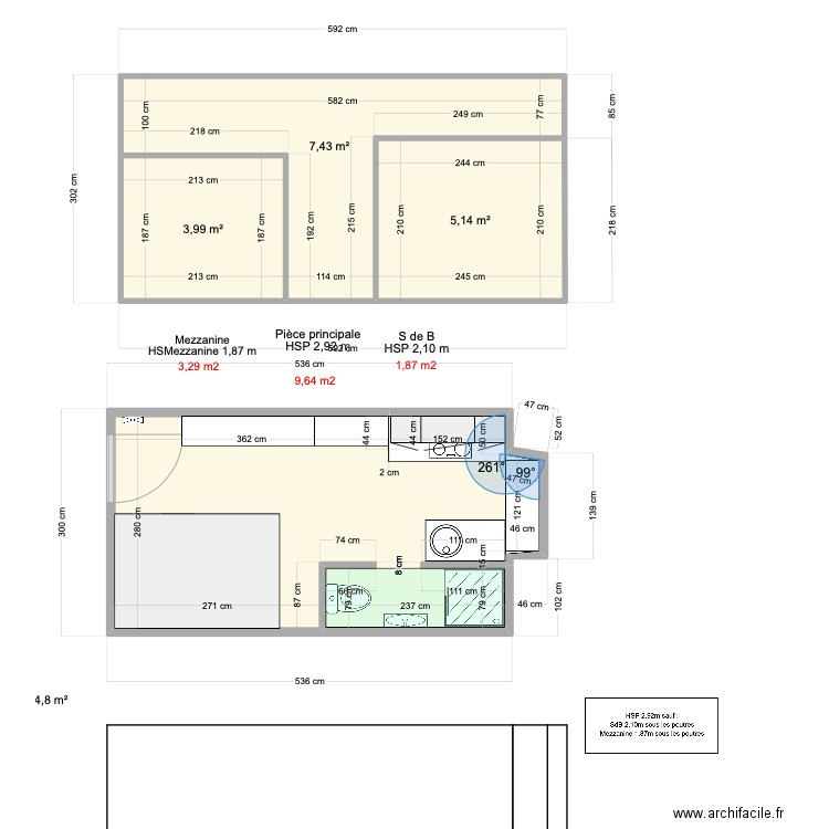 Richebourg. Plan de 4 pièces et 31 m2