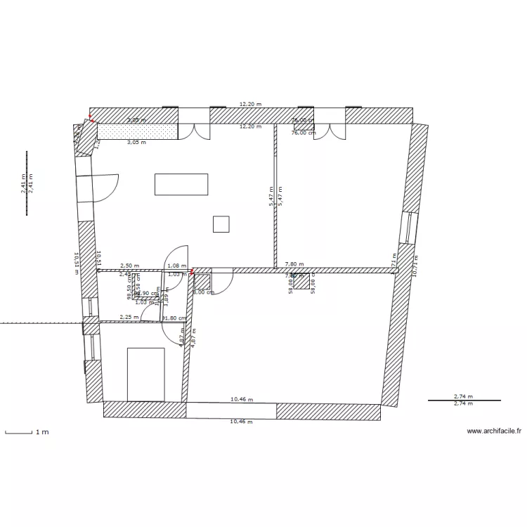 RDC 1 chambres. Plan de 