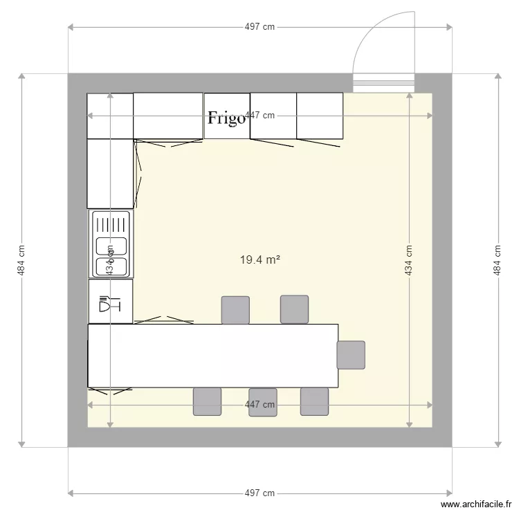 Cuisine marina et Frost. Plan de 